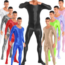 DE iEFiEL Herren Glänzend Overall Jumpsuit Langarm Einteiler Body Sportbody