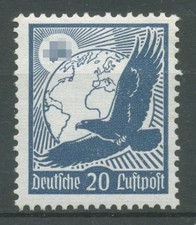 Deutsches Reich 1934 Flugpostmarke waagerechte Gummiriffelung 532 y mit Falz