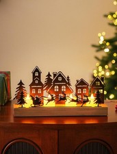 Sziqiqi Adventskranz Holz Teelichthalter Weihnachten: Länglich Adventsgesteck