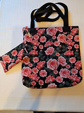 Tasche Softshell, wasserabweisend, Rosen, 34 x35 cm, Reißverschluss, Täschchen