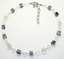 Kette Halskette Würfelkette Collier Cube Glas crash schwarz grau weiß  320c