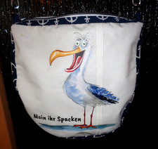 Handmade freche Möwen Umhänge Tasche maritim aus Segel wie neu