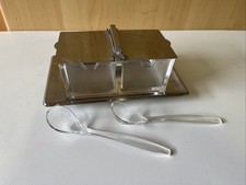 Vintage Prof. Wagenfeld Design Bauhaus Ära Kubus Glas Marmelade Menage + Löffel