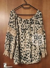 Tunika Bluse Animalprint Häkelspitze am Rücken Gr. XXL