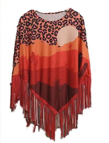 Damen poncho mit fransen - damen,