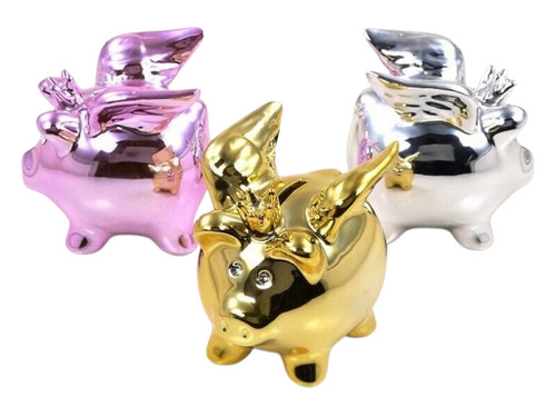 Spardose glänzend schwein - glänzend,