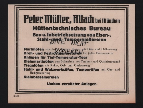 Allach werbung 1925 peter - allach,, 1925,