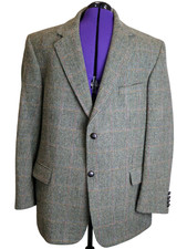 Mario Barutti Harris Tweed Sakko Jacke Gr wie 58 (029/S48) Handgewebt Schurwolle