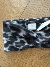 Stirnband 100% Cashmere ? S. Marlon ? schwarz grau Leo  ? neu