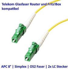 Glasfaserkabel LWL Patchkabel LC LC APC 8° Simplex 9/125µ OS2 Telekom FritzBox