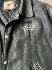 Vintage Diesel Leather Co Herren Lederjacke XL – College Style, Schwarz, selten