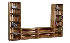 TV-Board Steven mit hohen Regalkisten Lowboard TV Wand Wohnwand Holz Fernseh Fer