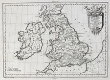 Great Britain England Ireland Britannien Karte map Kupferstich engraving Pretot
