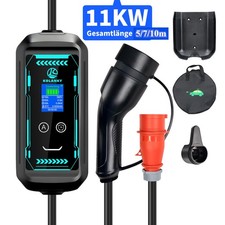 Mobile Wallbox EV Ladegerät 11kW Typ 2 5m/7m/10m Ladekabel 6-16A APP CEE Stecker