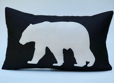 T.O.P. "Eisbär" gefülltes Kuschelkissen, 46x26 cm, Leinenmix, Allergiker, BW-Inl