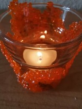 Teelichtglas Mit Schmelzgranulat Verziert