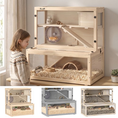 Pawhut hamsterkäfig aus holz - hamsterkäfig,