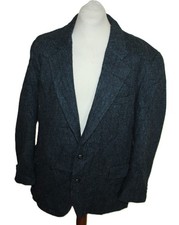 Harris Tweed Sakko ca. Gr. 56 Herren – 100% Wolle Blau Fischgrat Blazer