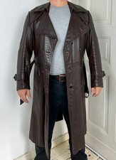 Ledermantel 70er 60er vintage braun Mantel Leder 48 Medium lang