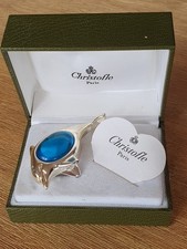 Christofle Paris - versilberter Delfin mit blauem Stein - in OVP mit Zertifikat