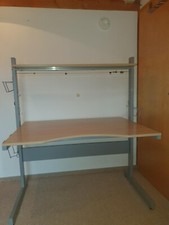 Ikea Schreibtisch, höhenverstellbar, holzoptik, 90x120cm, mit Ablagebrett