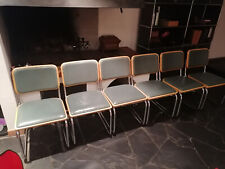 6x Marcel Breuer Stuhl Holzrahmen grüngraues Leder