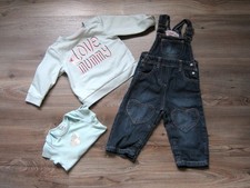 3tlg Babyset:  Jeans-Latzhose