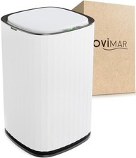 Ovimar Sensor Badeimer 10l Weiss | Sensor Mülleimer oval | Kosmetikeimer mit Dec