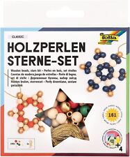 folia 22521 - Holz-Perlen Sterne Set "Classic", Bastelset mit 160 Holzkugeln und