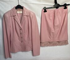 Escada Damen Kostüm Set Zweiteiler Gr. ca. 36 rosa Leder/Lederoptik