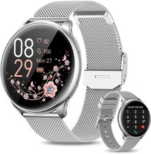 SmartWatch für Damen mit Telefonieren Fitness-Tracker Android & iOS-Apple Silber