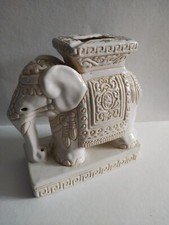 Keramik Aschenbecher Elefant Figur Vintage Ca. 19,5 cm Groß , Farbe Weiß