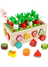 Montessori Holzspielzeug 2‑in‑1 Motorikspielzeug 1–3 J. | Karotte & Formen