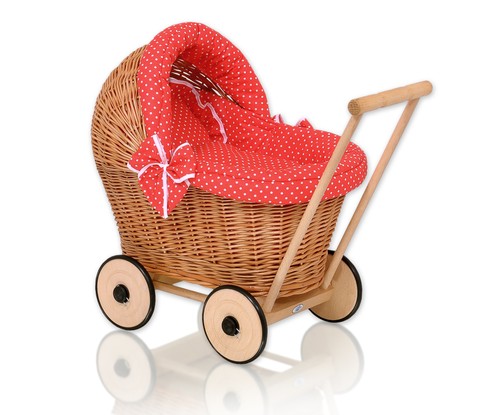 Puppenwagen aus korbgeflecht - puppenwagen,