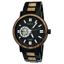 Holzwerk DORNBURG Herren Edelstahl & Holz Automatik Uhr in schwarz, beige