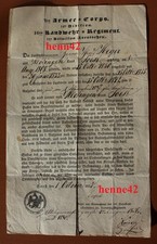 Dokument 1835 Soest 16. Landwehr Regiment 1. Bataillon (Soestsches) Westfalen