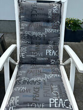 6 Hochlehner Auflagen Sitzkissen Gartenstuhl schwarz Schrift 123x50x6cm