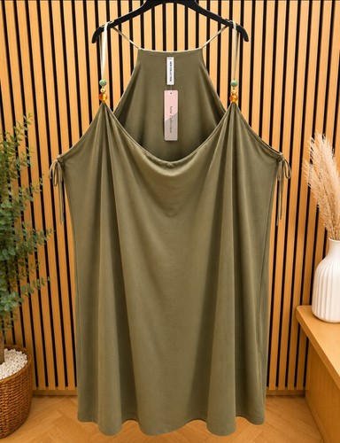 Damen viskose tunika khaki - viskose,