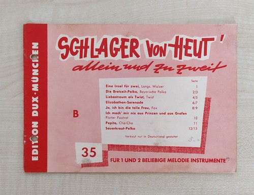 Notenheft schlager von - von, heut'