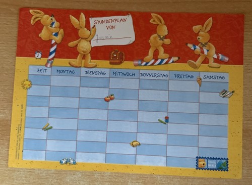 Alter unbenutzter stundenplan - unbenutzter,