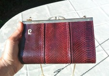 Vintage Burgunderrote Krokodil Tasche von Pierre Cardin Leder Clutch Handtasche
