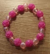 ARMBAND Kinder/Mädchen Kunststoff Blumen rosa pink Gummizug Mitbringsel Ostern