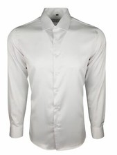 HERREN SATIN SHIRT HOCHZEITSKLEID FORMELL SMART SEIDIG GEFÜHL LANGE ÄRMEL £17,99 (422)
