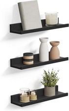 SONGMICS Wandregal zur Wandmontage, 3er Set x 3 x 38 cm, LWS038B01