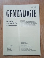 Dt. Zeitschrift Familienkunde Genealogie Ahnenforschung Bd. 17 Heft 10 Okt. 1984