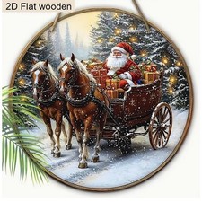 Holzschild Weihnachten Winter Nikolaus Schlitten Pferde Wald Geschenke