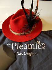 Hut Filz 52gr. Pleamle orgi in Rot mit Feder NEU