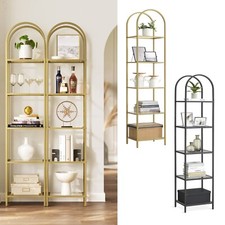 Regal, Bücherregal 5 Ebenen, Standregal aus Hartglas, Aufbewahrungsregal, Metall