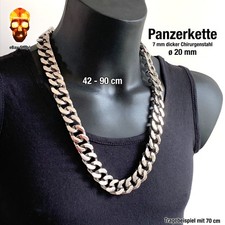 Panzerkette 20 mm Herren Damen Edelstahl Biker Totenkopf Halskette Skull Ring