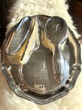 Frisierset 4 Teile auf Tablett Spiegel Kamm Bürsten echt Silber 835 gepunzt NEU